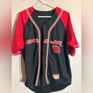 Nascar Black and Red Dale Jr #8 Baseball Jersey